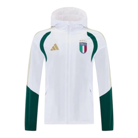 Jaqueta Corta-Vento Seleção Itália Treino 26/27 - Masculina Adidas - Branca e verde