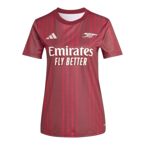 Camisa Arsenal Pré-jogo 25/26 - Torcedor Adidas Feminina - Bordô