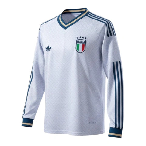Camisa Seleção Itália II 26/27 manga longa - Torcedor Adidas Masculina - Branca com detalhes em azul