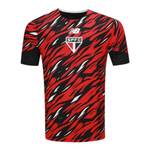 Camisa São Paulo Pré-jogo 26/27 - Torcedor New Balance Masculina - Preta com detalhes em vermelho e branco