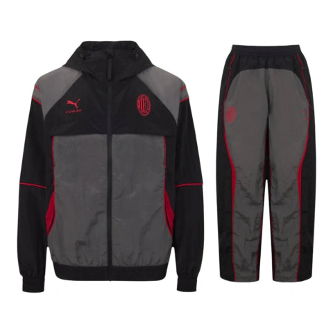 Conjunto AC Milan Edição especial Slam Jam IV 26/27 - Masculina Puma - Preta e cinza com detalhes em vermelho