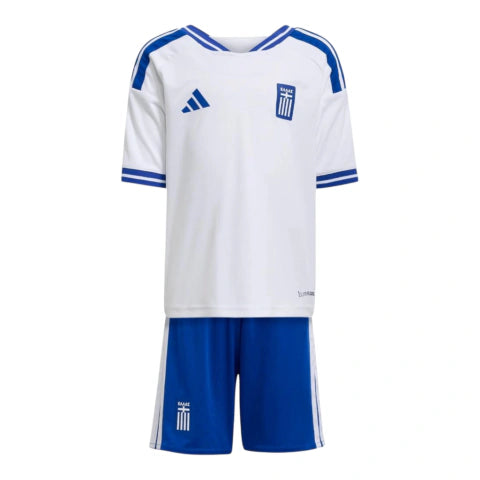 Kit Infantil Seleção Grécia I 26/27 - Adidas - Branco e azul