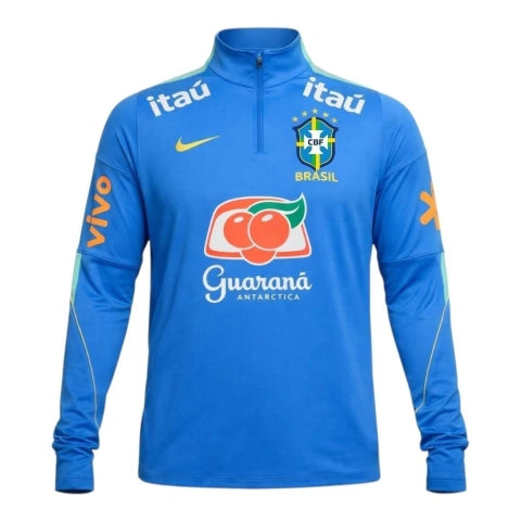 Camisa Seleção Brasileira Treino 26/27 manga longa - Torcedor Nike Masculina - Azul Com Patrocínio