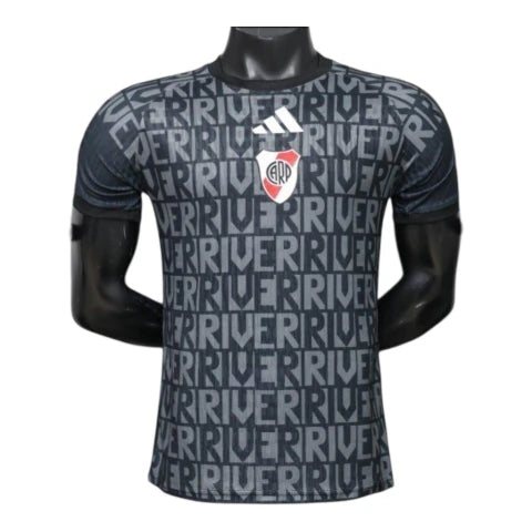 Camisa River Plate Pré-jogo 26/27 - Jogador Adidas Masculina - Preta e cinza