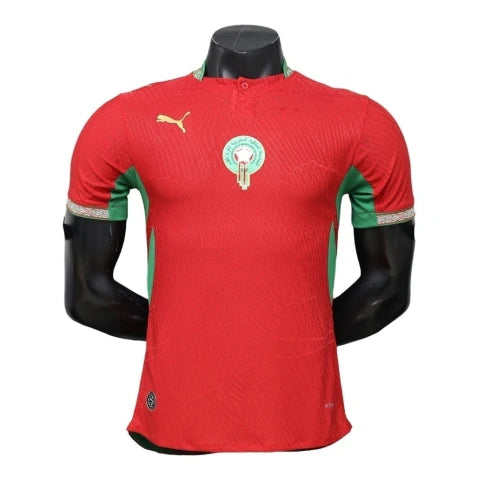 Camisa Seleção Marrocos I 26/27 - Jogador Puma Masculina - Vermelha com detalhes em verde