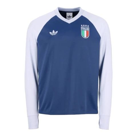 Camisa Seleção Itália Pré-jogo II 26/27 manga longa - Torcedor Adidas Masculina - Azul