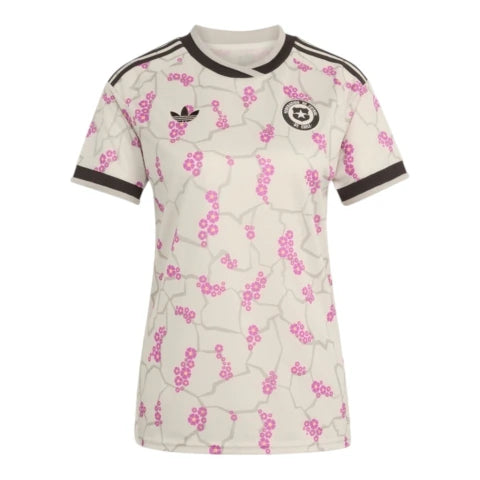 Camisa Seleção Chile II 26/27 - Torcedor Adidas Feminina - Bege com detalhes em marrom e rosa