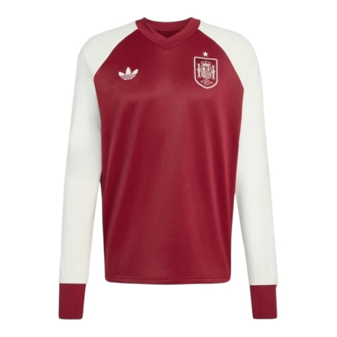 Camisa Seleção Espanha Pré-jogo II 26/27 manga longa - Torcedor Adidas Masculina - Vermelha e branca