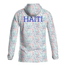 Jaqueta Corta-Vento Seleção Haiti Treino 26/27 - Masculina Adidas - Branca com detalhes em azul e vermelho