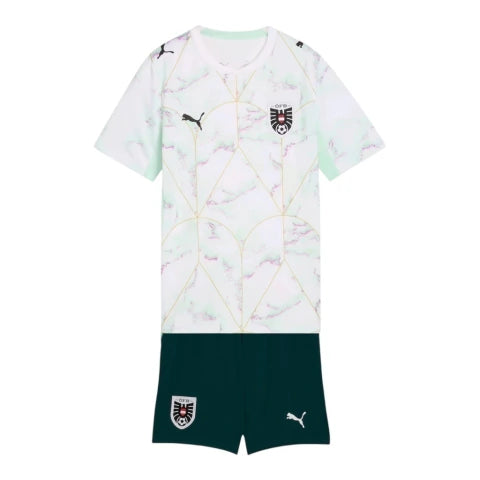 Kit Infantil Seleção Áustria II 26/27 - Puma - Branco e verde