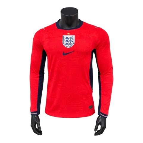 Camisa Seleção Inglaterra II 26/27 manga longa - Jogador Nike Masculina - Vermelha com detalhes em azul