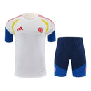 Kit Treino adulto - Camisa e Shorts - Seleção Colômbia Adidas 26/27 - Branco e azul