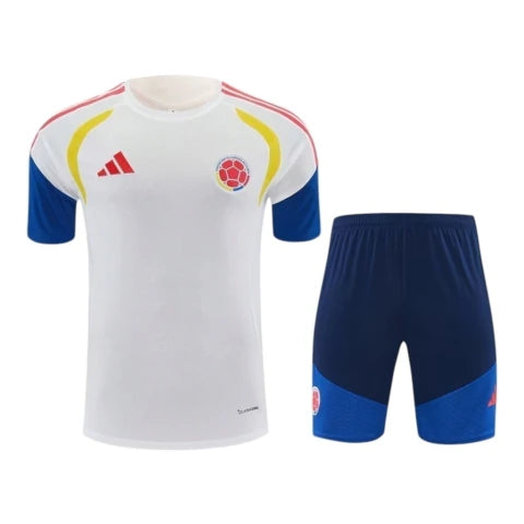 Kit Treino adulto - Camisa e Shorts - Seleção Colômbia Adidas 26/27 - Branco e azul