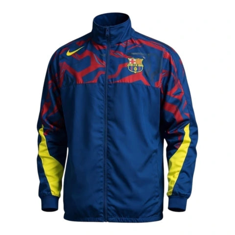 Jaqueta Corta-Vento Barcelona 26/27 - Masculina Nike - Azul com detalhes em amarelo e vermelho