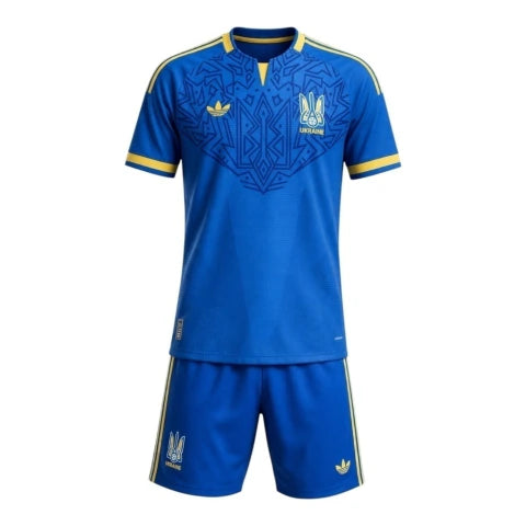 Kit Infantil Seleção Ucrânia II 26/27 - Adidas - Azul