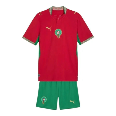 Kit Infantil Seleção Marrocos I 26/27 - Puma - Vermelho e verde