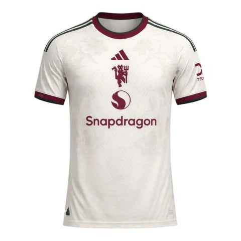 Camisa Manchester United III 26/27 - Torcedor Adidas Masculina - Bege com detalhes em vinho e verde